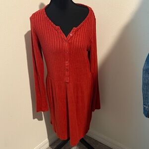 Elegant burnt orange Button-Down Dress